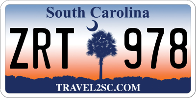 SC license plate ZRT978