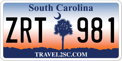 SC license plate ZRT981