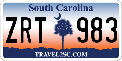 SC license plate ZRT983