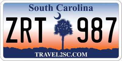 SC license plate ZRT987