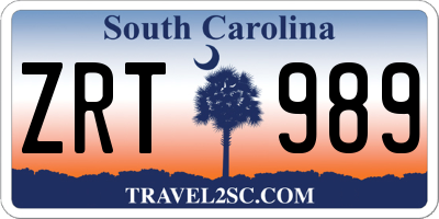 SC license plate ZRT989