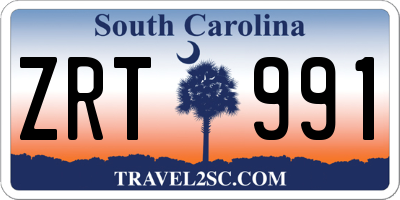 SC license plate ZRT991
