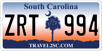 SC license plate ZRT994