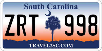 SC license plate ZRT998