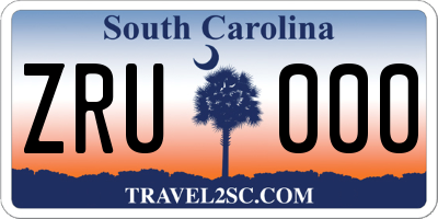 SC license plate ZRU000