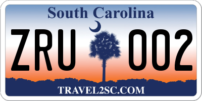 SC license plate ZRU002
