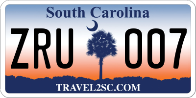 SC license plate ZRU007