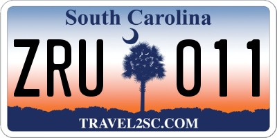 SC license plate ZRU011