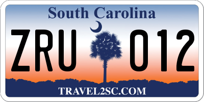 SC license plate ZRU012