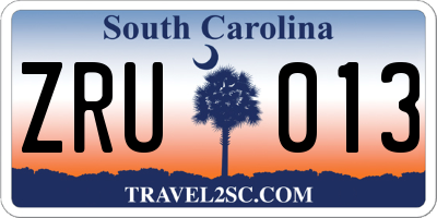 SC license plate ZRU013