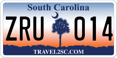 SC license plate ZRU014
