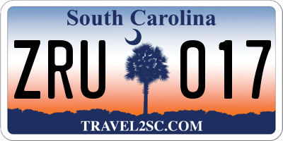 SC license plate ZRU017