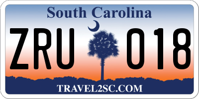 SC license plate ZRU018