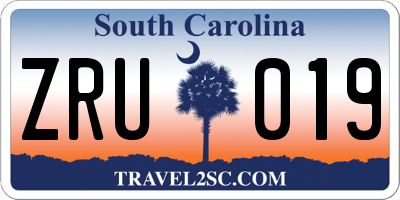 SC license plate ZRU019