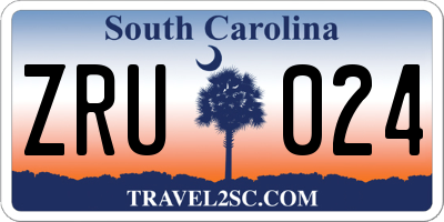 SC license plate ZRU024