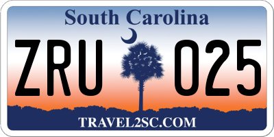 SC license plate ZRU025