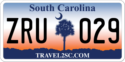 SC license plate ZRU029