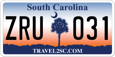 SC license plate ZRU031
