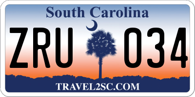 SC license plate ZRU034
