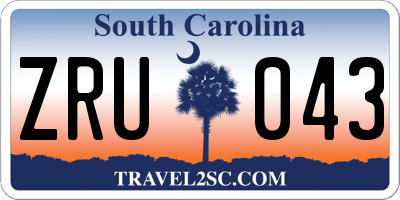 SC license plate ZRU043