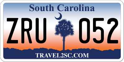 SC license plate ZRU052