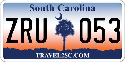 SC license plate ZRU053
