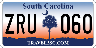 SC license plate ZRU060
