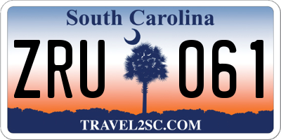 SC license plate ZRU061