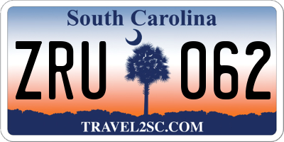 SC license plate ZRU062