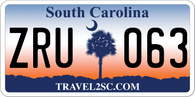 SC license plate ZRU063