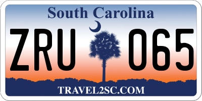 SC license plate ZRU065