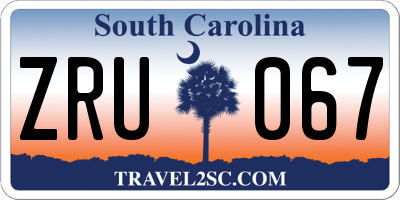 SC license plate ZRU067