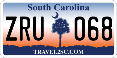 SC license plate ZRU068