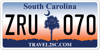 SC license plate ZRU070