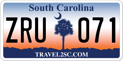 SC license plate ZRU071
