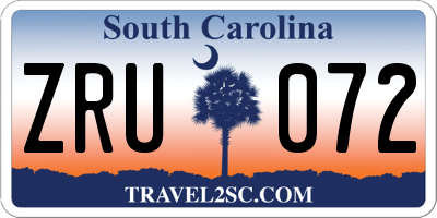 SC license plate ZRU072