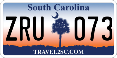 SC license plate ZRU073