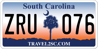 SC license plate ZRU076