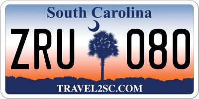 SC license plate ZRU080