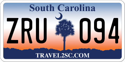SC license plate ZRU094