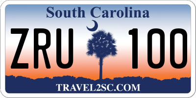SC license plate ZRU100
