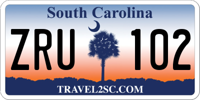 SC license plate ZRU102