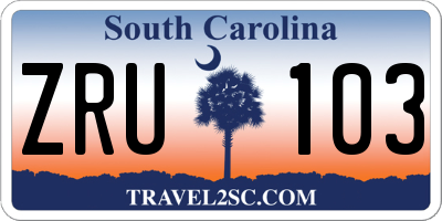 SC license plate ZRU103