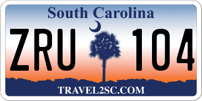 SC license plate ZRU104