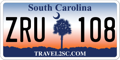 SC license plate ZRU108