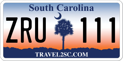 SC license plate ZRU111