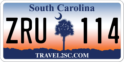 SC license plate ZRU114