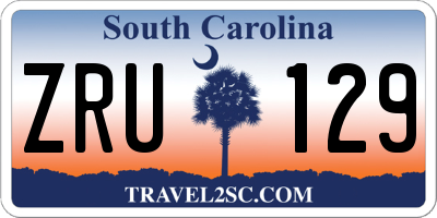 SC license plate ZRU129