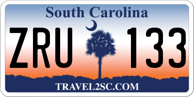 SC license plate ZRU133