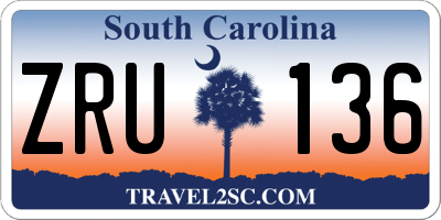 SC license plate ZRU136